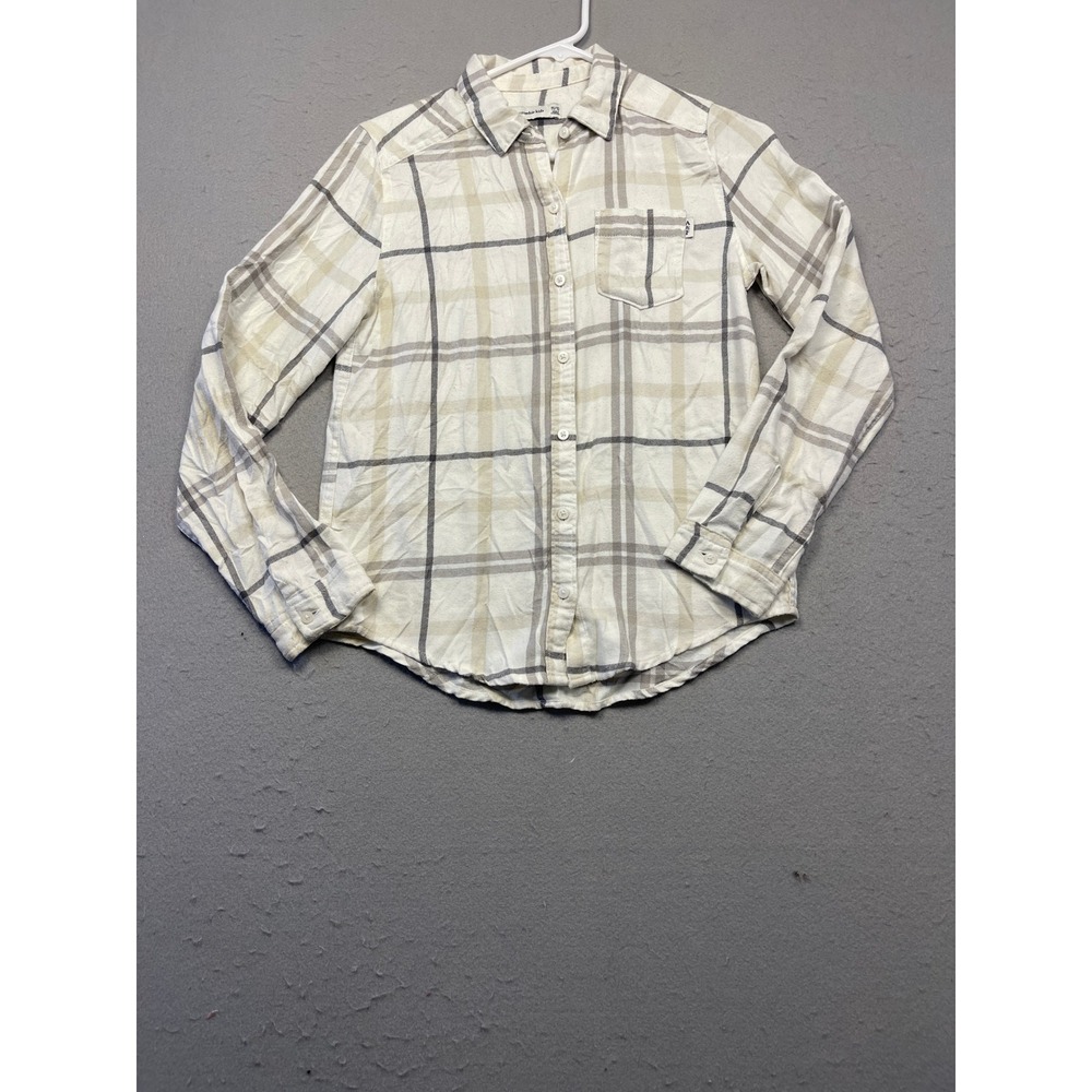 Abercrombie Kids Button Down Flannel Cream Tan Plaid Size 11/12 Girls